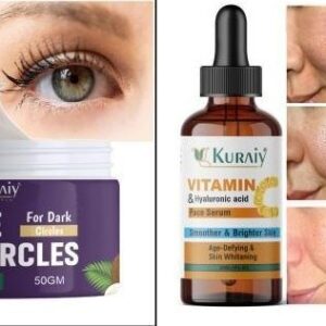 Kuraiy Vitamin C Happiness Face Serum With Kuraiy Bye Bye Dark Circle Eye Cream Natural Herbal 50gm Combo Pack