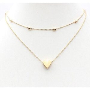 Charming Gold Plated Double Layered Heart Pendant Necklace For Women and Girls