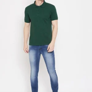 Cotton Blend Solid Half Sleeves Polo T-Shirt For Men