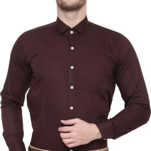 SREY Men Slim Fit Solid Brown Formal Shirt