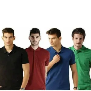 Men's Poly Cotton Solid Half Sleeves Polo T-shirt (Pack of 4)
