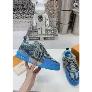 Imported Men's Louis Vuitton Skate Trainer Blue Monogram (TD116)