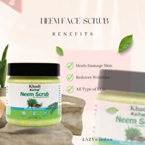 Khadi Kamal Herbal 100 Pure Natural & Organic Neem Face Scrub For Men And Women 180ml Pack of 5