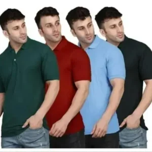 Men's Matty Solid Half Sleeves Polo T-Shirt (Pack Of 4)
