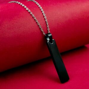 Black Stainless Steel Vertical Bar Pendant adjustable Necklace chain