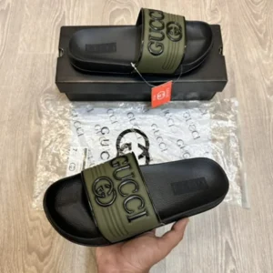 Premium Gucci GG Pursuit Premium Olive Black Flip-Flop (HS75)
