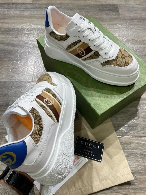 Gucci GG Embossed Sneaker White First Copy Shoes