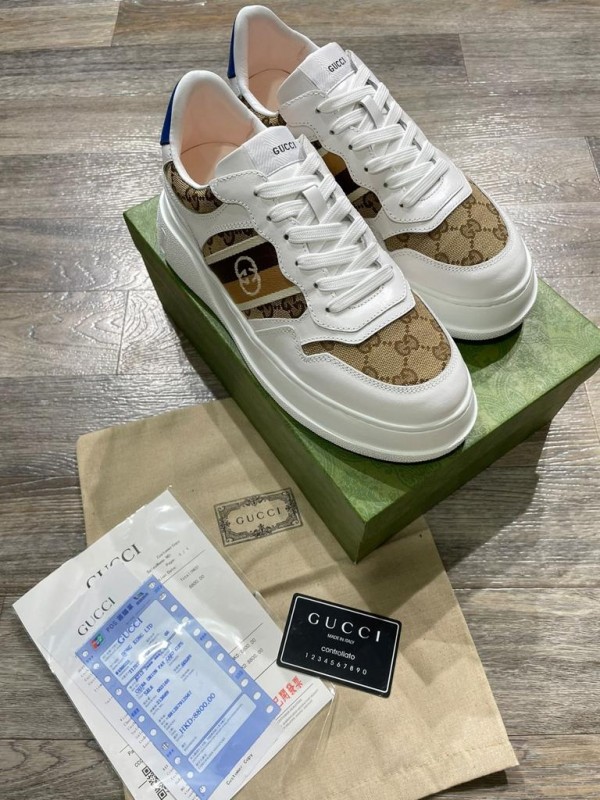 Gucci GG Embossed Sneaker White First Copy Shoes