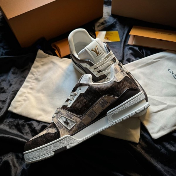 Louis Vuitton LV Trainer Brown First Copy Running Shoes WeftKart