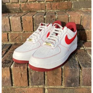 Premium Elegant Nike Air Force 1 Shoes for Men, White with Red Tick (BNK-2378022)