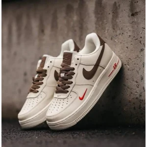 Stylish Nike Air Force 1 Mini Red Swoosh Shoes For Men (SW5758)