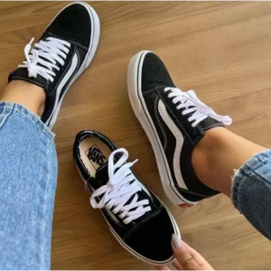 Trendy Vans Old Skool Black White Shoes For Women (TS775)
