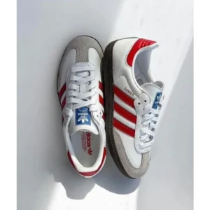 Trendy Adidas Samba White Red Shoes For Women (TS769)