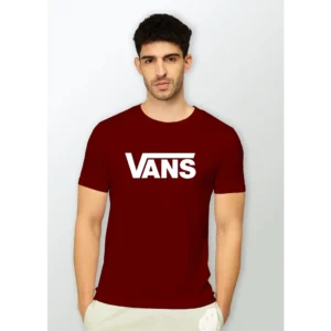 Trendy Cotton Vans T-shirt for Men, Maroon (WA261)