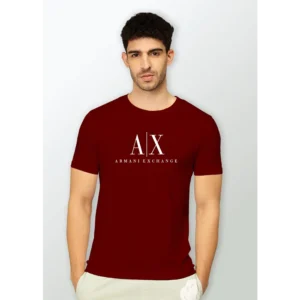 Trendy Cotton Armani Exchange T-shirt for Men, Maroon (WA268)