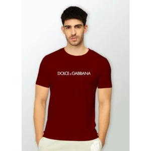 Trendy Cotton Dolce Gabbana T-shirt for Men, Maroon (WA275)