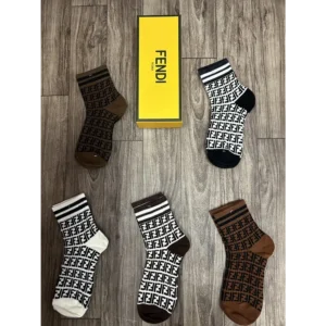 Premium Fendi Socks Pack of 5 With Box (TC10)