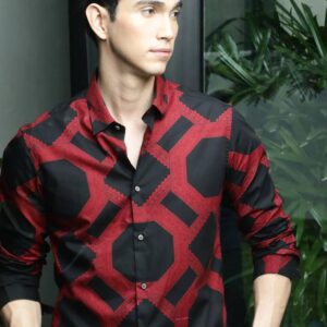 Poly Cotton Printed Full Sleeves Regular Fit Mens Casual Shirt