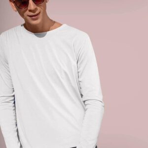 Teeshut White Men's Solid Full Sleeves T-shirt