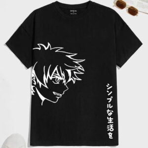 Manlino Men's Black Round Neck Half Sleeve Graphic Print T-Shirt