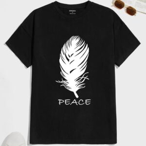 Manlino Men's Black Round Neck Half Sleeve Graphic Print T-Shirt