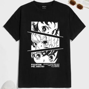 Manlino Men's Black Round Neck Half Sleeve Graphic Print T-Shirt