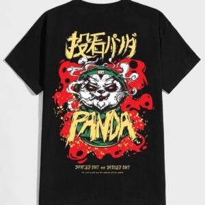 Manlino Men's Black Round Neck Half Sleeve Graphic Print T-Shirt