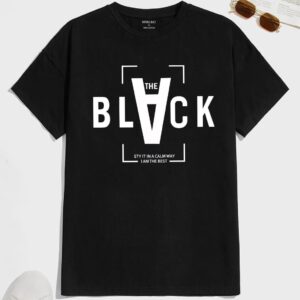 Manlino Men's Black Round Neck Half Sleeve Typography Print T-Shirt
