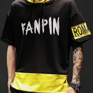 Eyebogler Men Half Sleeves Hooded Neck T-shirt
