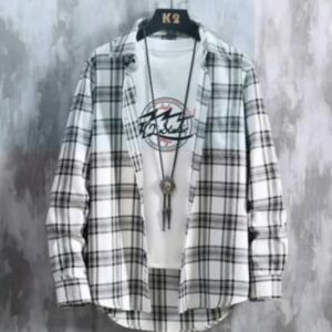 ISRA ICON Big White Solid Check Shirt