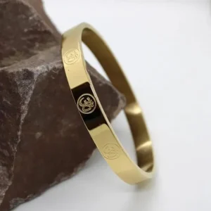 Carved Om Gold Plated Bracelet
