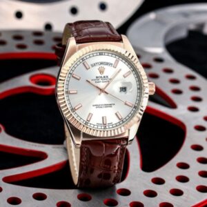 Trendy Rolex Daydate Leather Watch (APS81)
