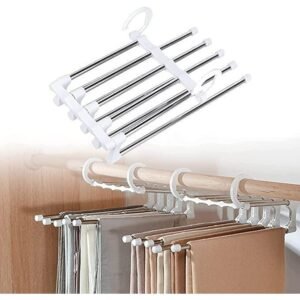 5 in 1 ABS Foldable Hangers for Clothes Hanging Multi-Layer Multi Purpose Pant Hangers for Wardrobe (Pack of 3)