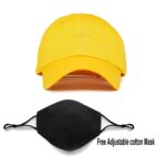 Voguish Plain Cotton Cap With Mask - Yellow (ZS-2306413)