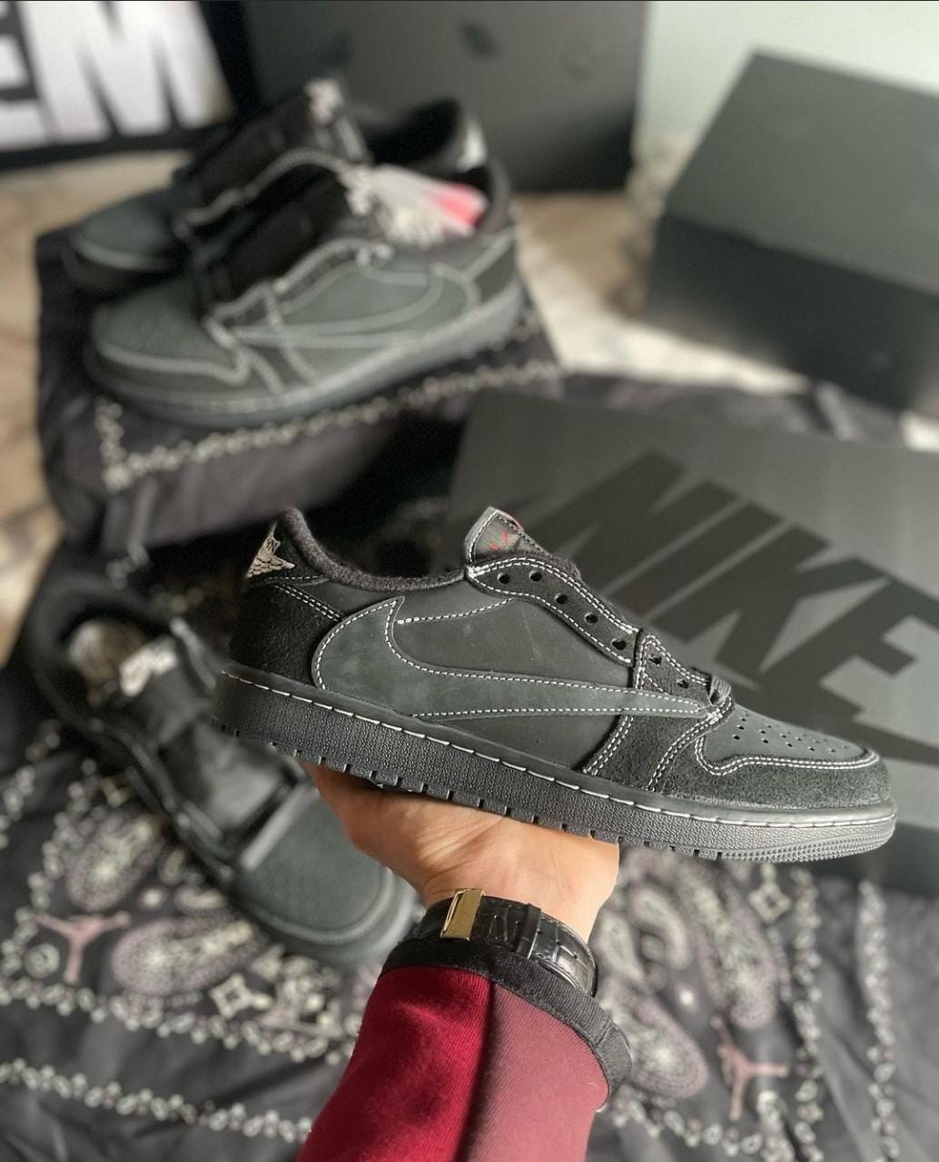 Travis Scott x AJ1 Low Black Phantom