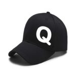 Unisex Plain Q Printed Cotton Cap - Black (ZS-2215735)