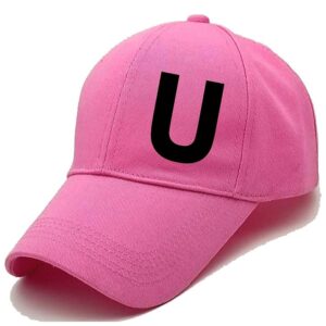 Unisex Plain U Printed Cotton Cap - Pink (ZS-2215783)