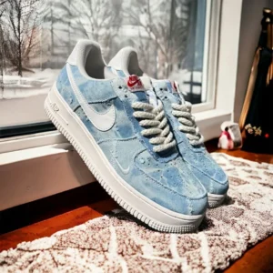 First Copy Nike Air Force 1 Denim Blue Shoes For Men (SW6725)