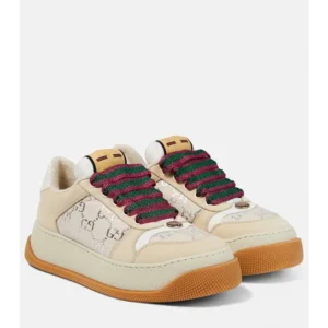 First Copy Gucci Screener Gg Leather Trimmed Canvas Shoes For Men (SFS1611)
