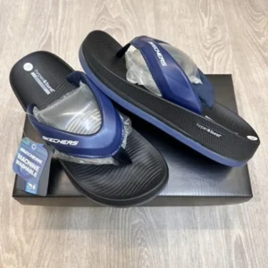 Luxurious Skechers Hyper Burst Simplex Navy Black Slides For Men (FF532)