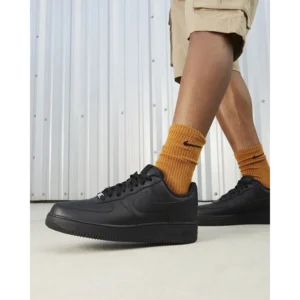 Luxurious Airforce 1 Black With Dustbag Pure Leather Shoes For Men (SIG705)