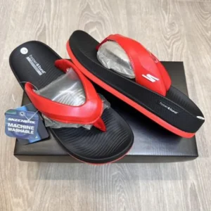 Luxurious Skechers Hyper Burst Simplex Black Red Slides For Men (SIG61)