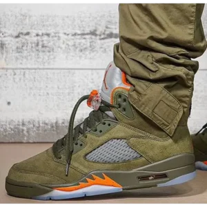 Luxurious Jordan Retro 5 Olive Sneakers For Men (SIG781)