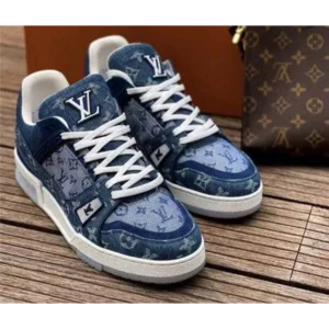 Trendy Louis Vuitton Unveils Blue Denim Lv 408 Trainer Shoes For Men (FF701)