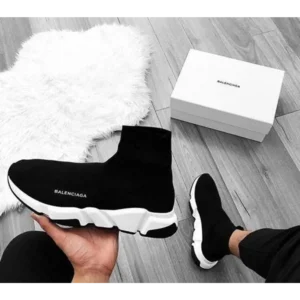 Luxurious Balenciaga Speed Trainer Black White Shoes For Men (BSF1867)