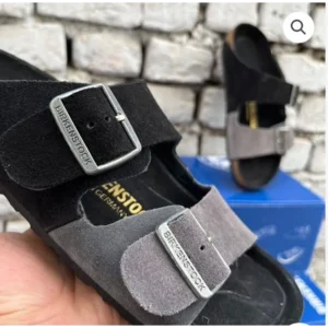 Luxurious Birkenstock Arizona black Grey Split Shoes (SFS1984)