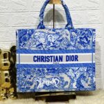 Christian Dior Tote Bag Blue With Box & Dust Bag