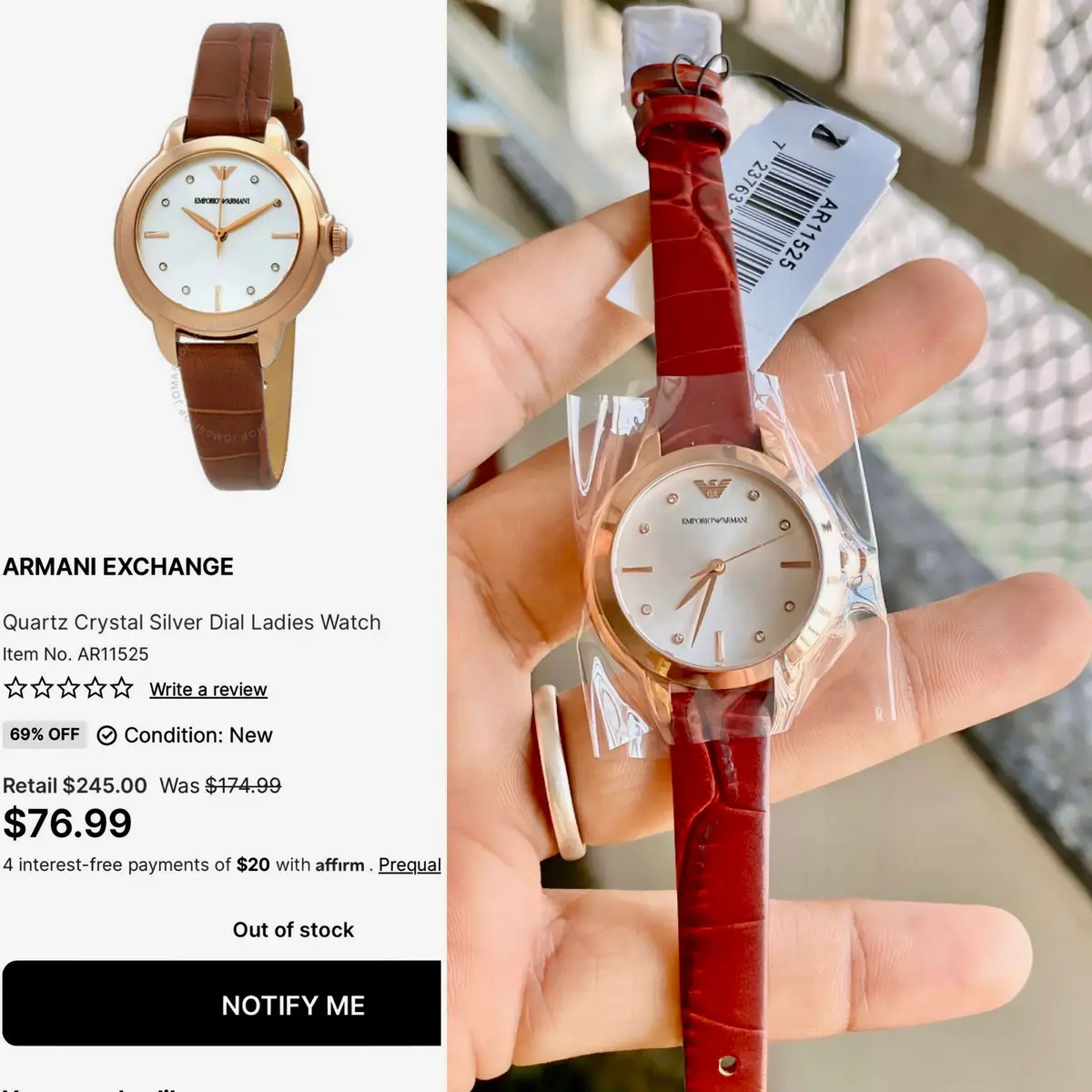 Armani Exchange Quartz Crystal Watch