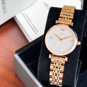 Armani Rose Gold Full Diamond Watch
