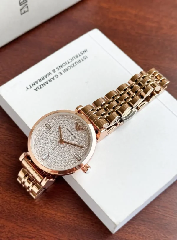 Armani Rose Gold Full Diamond Watch